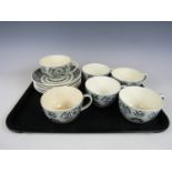 A set of six 19th century Wedgwood Aesthetic patterned cups and saucers