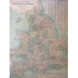 A vintage wall map of England and Wales published by G Phillip and Son