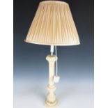 An alabaster columnar table lamp