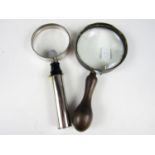 A late 19th / early 20th century magnifying glass together with an Enbeeco Magnalite