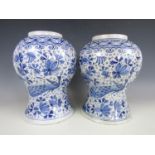 A pair of Dutch Delft ware Royal Makkum vases, 29cm