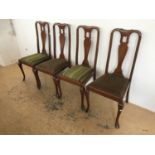 Four George V mahogany Queen Anne style dining chairs