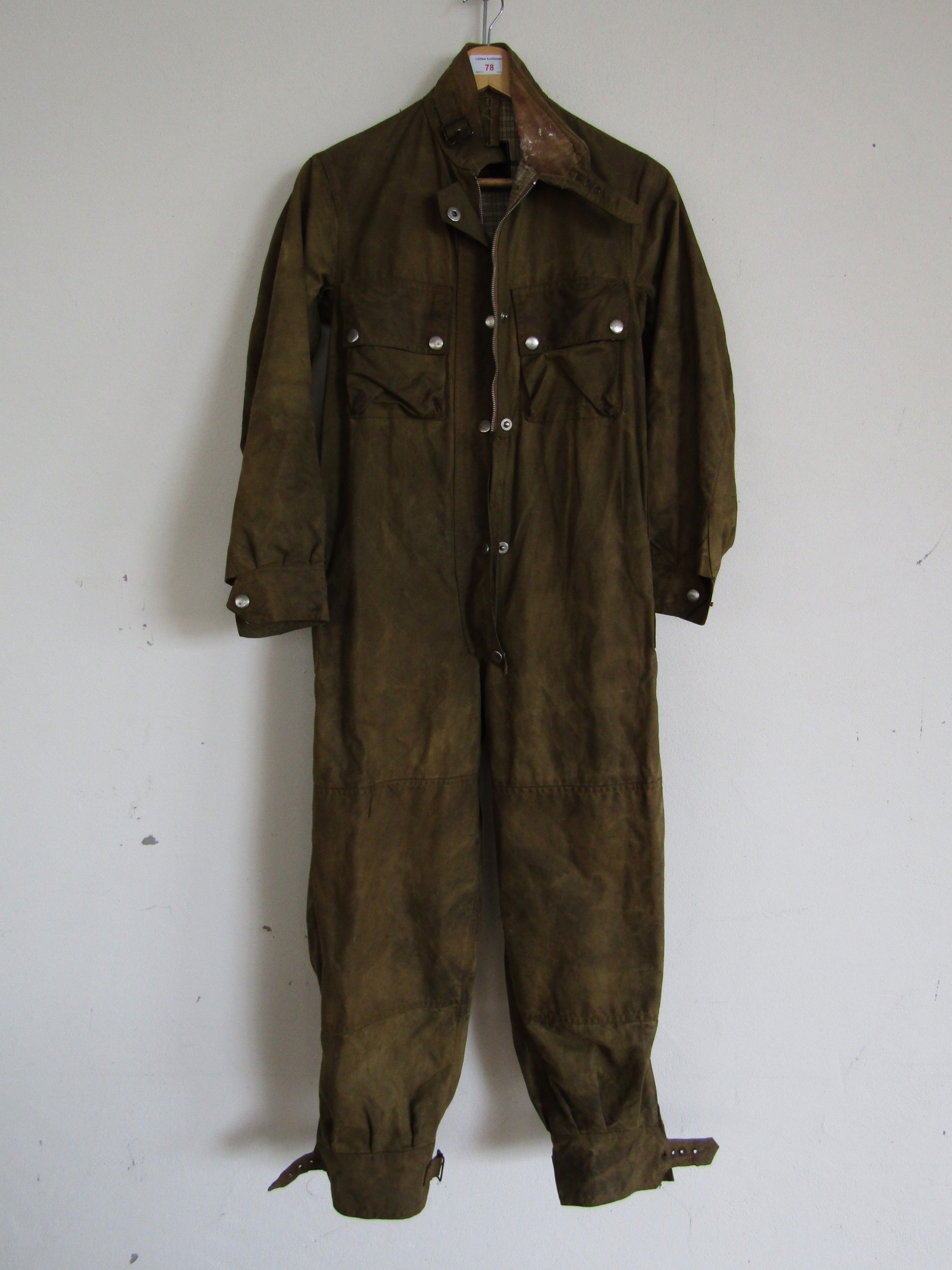 A set of vintage Barbour waxed cotton overalls