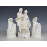 A pair of 19th century Parian figurines together with one other (a/f)