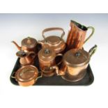 Sundry brass and copper ware including a Garrison kettle etc