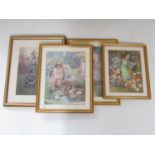 After Margaret Tarrant, four uniformly framed prints depicting children and garden fairies