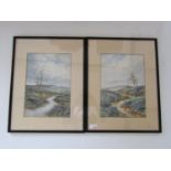 L*** Bowing (20th Century) A pair of weather beaten rural landscape views painted in portrait,