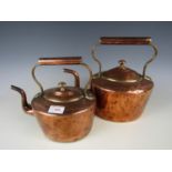 Two copper kettles