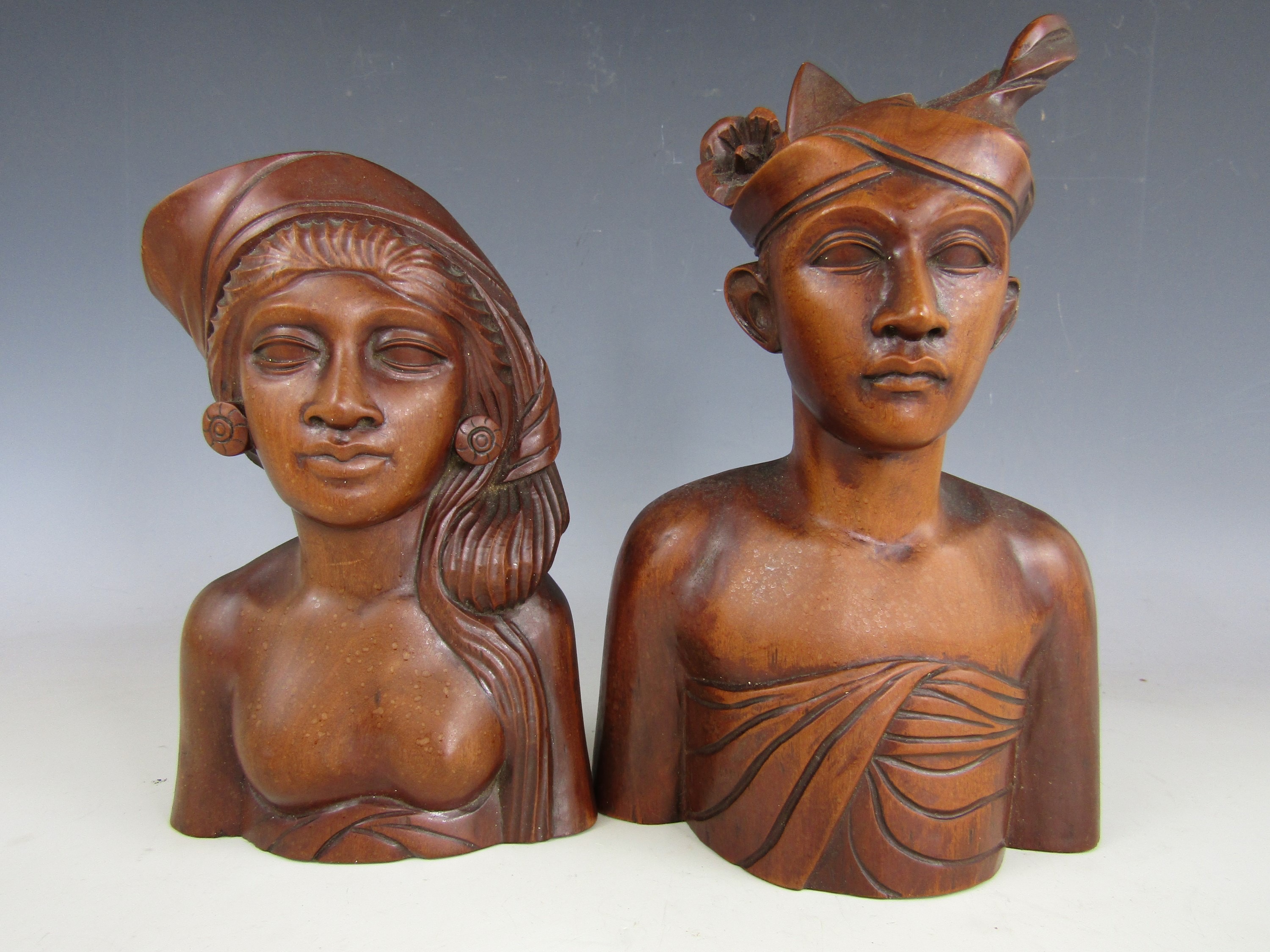 A pair of Balinese busts