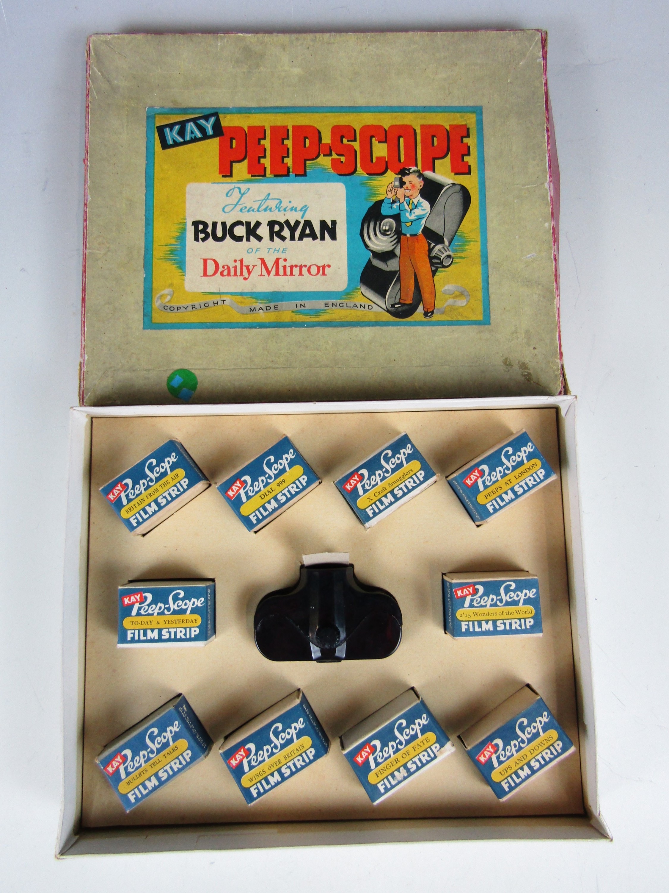 A 1950s Kay Peep-Scope viewer and strips, in original carton