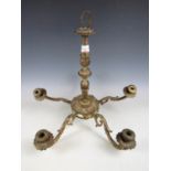 A reproduction gilt metal five branch chandelier