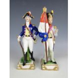 A pair of Capo di Monte military figurines (one a/f)