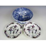 Two Spode plates together with two Spode bowls