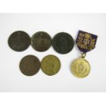 An 1893 Nawab of Jaora coin together with other tokens and medallions etc