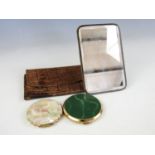 Two vintage Stratton compacts together with a cased dressing mirror
