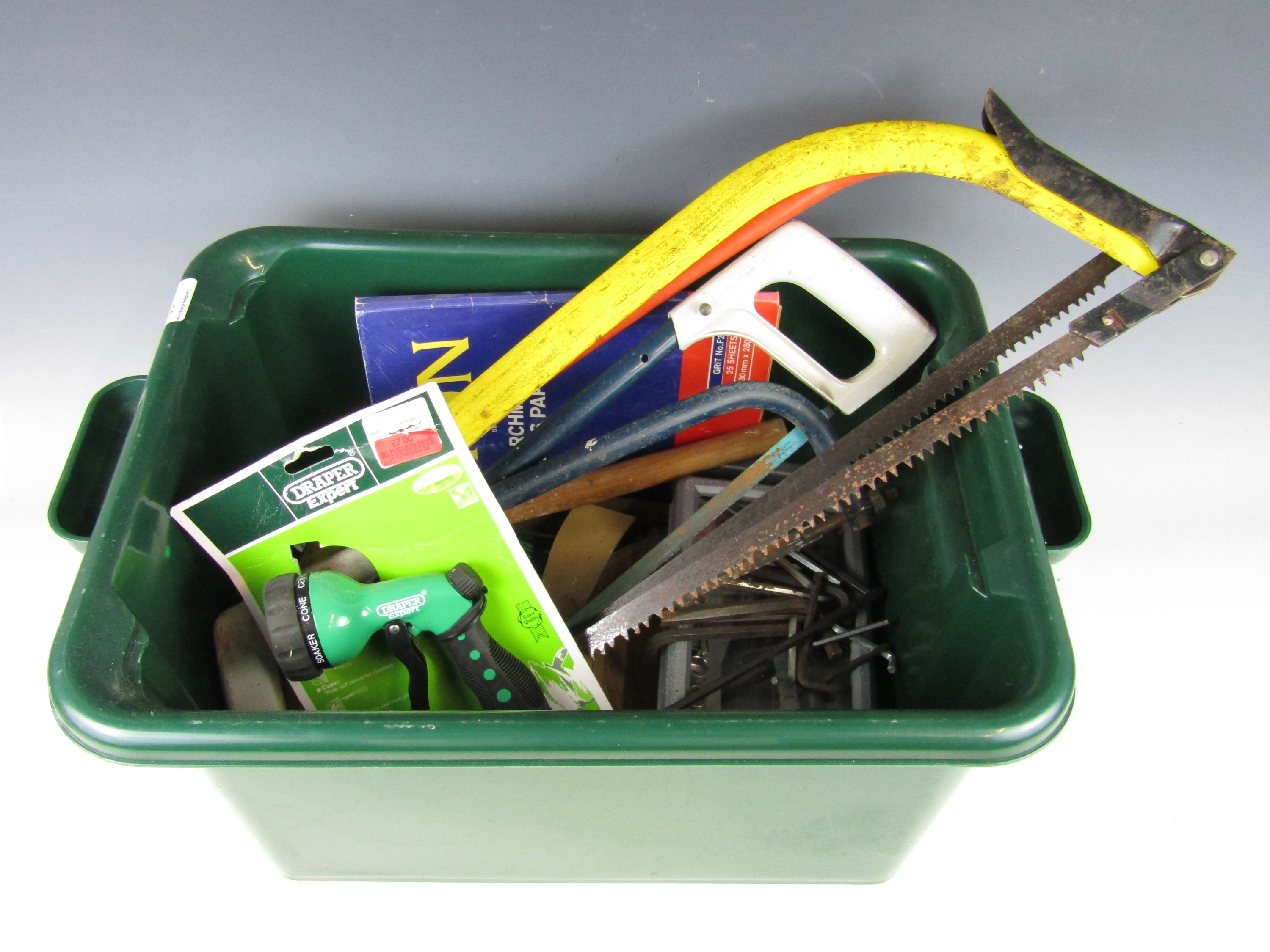 A quantity of sundry tools including large hacksaws etc