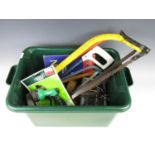 A quantity of sundry tools including large hacksaws etc
