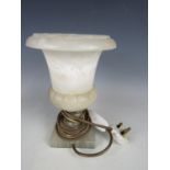 An alabaster lamp of campana urn form
