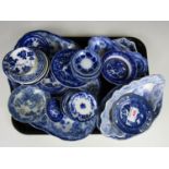 A large quantity of mainly 19th century blue-and-white ceramics including Yorkshire relish dishes