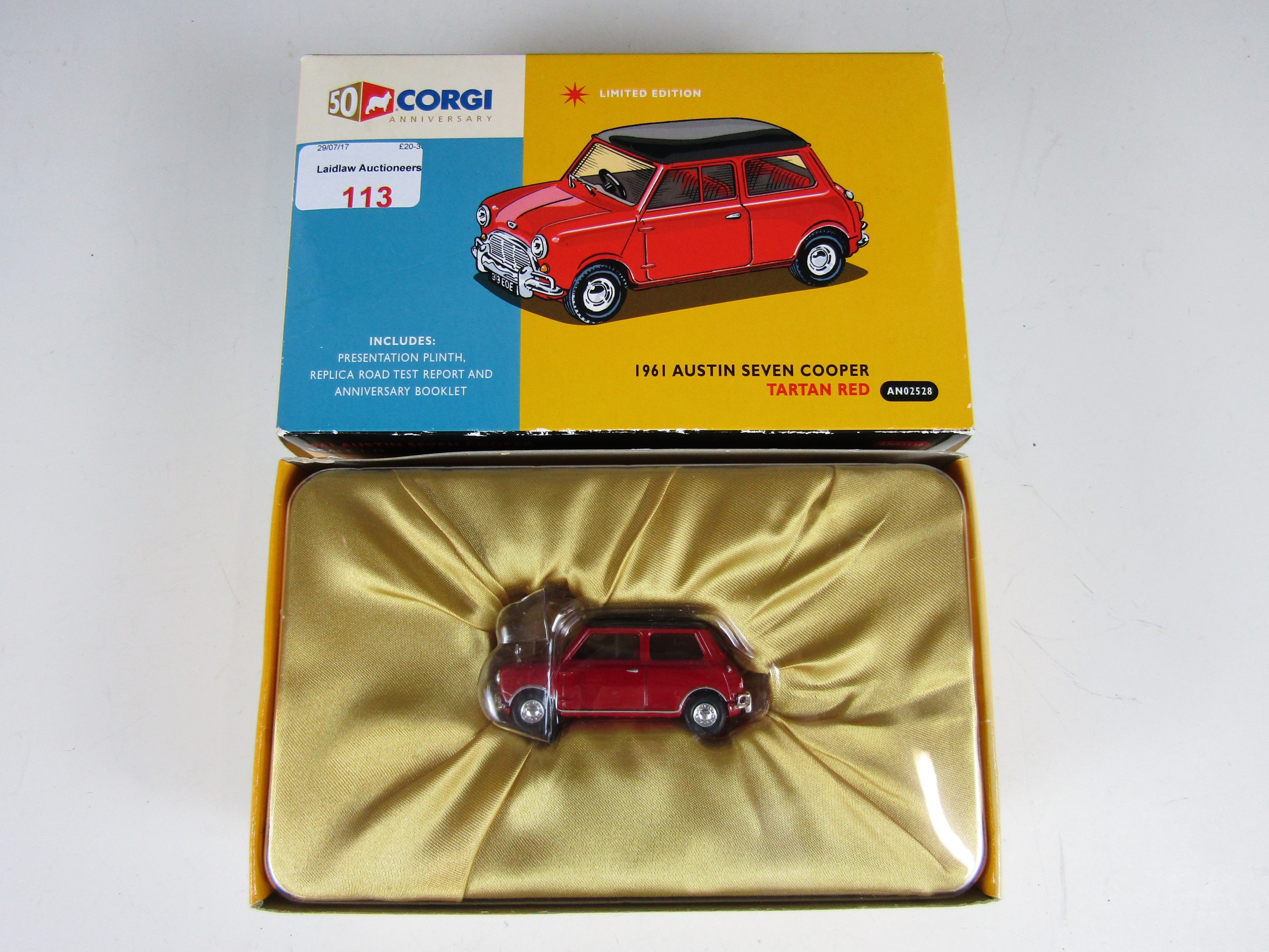 A Corgi 50th anniversary 1961 Austin Seven Cooper in tartan red, AN02528