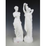 A pair of plaster classical figurines
