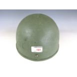 A reproduction Second World War British Army Mk 1 airborne troops' steel helmet