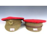Two post-War Army other ranks' Service Dress caps with Military Police red covers