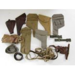 A quantity of RAF and Army webbing and leather belts, holsters etc