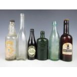 Six vintage bottles including Mackeson Stout, Newcastle Light Ale and Richardsons Newcastle Ginger