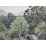 Robert Forrester (1913-1988), Trees in Borrowdale, impasto oil on board, framed, 25 x 30 cm