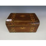 A Victorian Tunbridge banded walnut sewing box