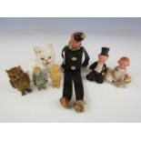 A one of a kind hand made vintage matchbox doll together with other sundry celluloid dolls etc