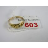 A 15ct gold diamond set Mizpah ring, 1.6g