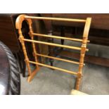 A pine towel rail