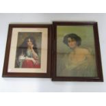 Two Victorian Pear's style lithographs of belles, both framed under glass