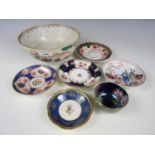 An 18th Century Chinese export bowl (a/f) together with later dishes and a Maling tea bowl