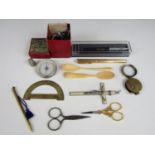 Sundry vintage collectors' items, including a boxed Progress 'Gyroscope Top' with paperwork, plus