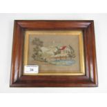 A small Victorian petit-point needlework picture, in gilt slip and rosewood frame, 23 x 18 cm