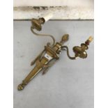 A quality reproduction brass two branch light / sconce