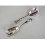 A pair of Victorian cut-glass-handled electroplate salad servers