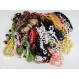 A large quantity of vintage costume jewellery necklaces