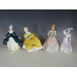 Two Royal Doulton figurines together with two Coalport figurines