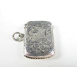 An Edwardian engraved silver fob vesta case