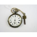 A silver-cased key-wound pocket watch