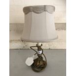 A brass table lamp