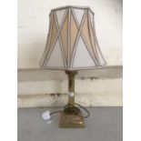 A brass columnar table lamp, 62 cm