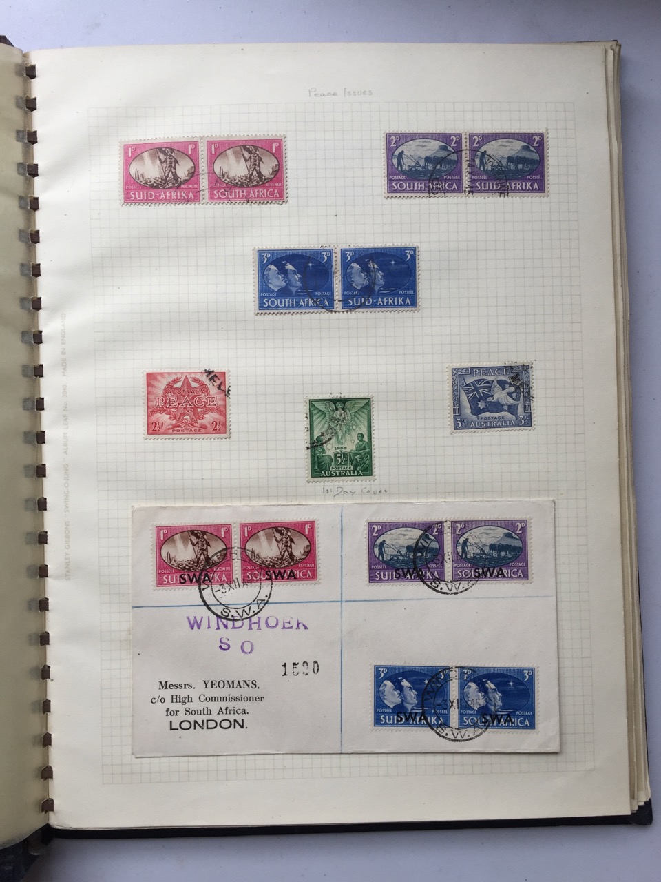 A vintage Stanley Gibbons 'Swing-O-Ring' stamp album containing a British Commonweath - Image 3 of 5