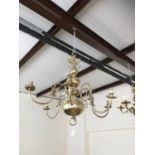 A reproduction 17th Century Flemish style brass chandelier