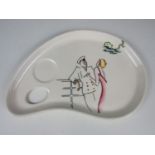 A Clarice Cliff Bizarre Cruiseware palette shaped tea plate (chip to rim)