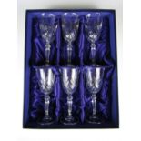 A cased set of six Royal Crystal Rock Italian lead crystal wine goblets